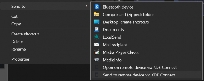 KDE Connect Send to